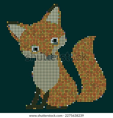 Fox in pixel art style. Vector file for designs.