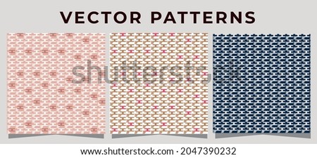 Set of art deco seamless patterns. Stylish modern geometric textures. Repeating geometrical shapes, lines, rhombuses, scales, arcs, dots. Vector abstract backgrounds