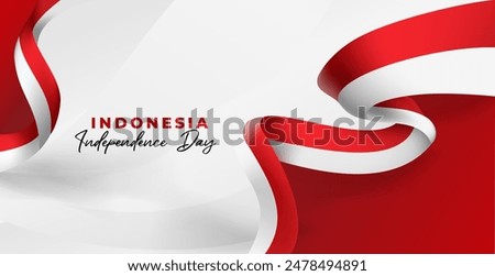 flag of Indonesia realistic illustration banner independence day