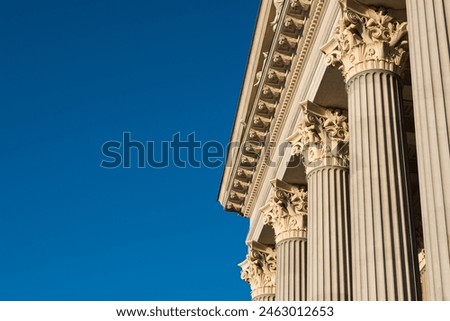 Similar – Image, Stock Photo Detail of a neoclassical building under the last lights of the sunset