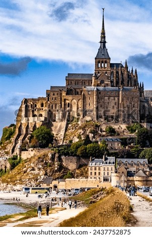 Similar – Image, Stock Photo Bay of Mont Saint-Michel trampled by salt meadows sheep, Brittany, France