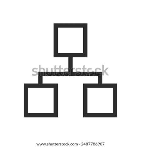 simple black flat ethernet icon. 3 boxes connected to each other