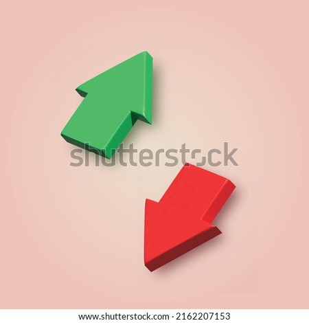 3d down and up arrows. Vector illustration