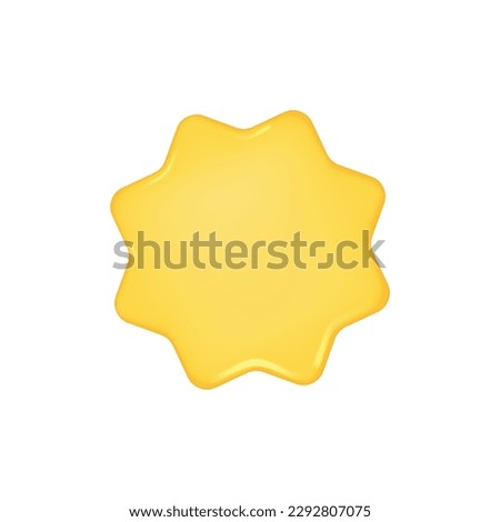 Realistic yellow eight pointed star. Vector illustration