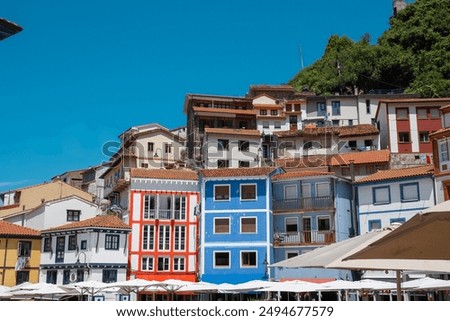 Similar – Image, Stock Photo Cityscape of Cudillero village, in the north of Spain. Cudillero is a charming village in Asturias, placed on a hill of the Atlantic coastline, with picturesque architecture and touristic restaurants and corners