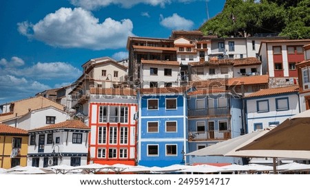 Similar – Image, Stock Photo Cityscape of Cudillero village, in the north of Spain. Cudillero is a charming village in Asturias, placed on a hill of the Atlantic coastline, with picturesque architecture and touristic restaurants and corners