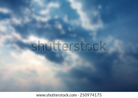 Defocused Beautiful Blue Cloud With Light Of Sun