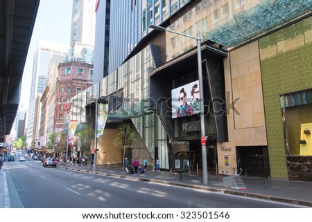 SYDNEY, AUSTRALIA - 3 October 2015 : The day before big changes, close on George Street for Tomorrow\'s Sydney Project. Light rail early work begins on George Street between King and Market streets.
