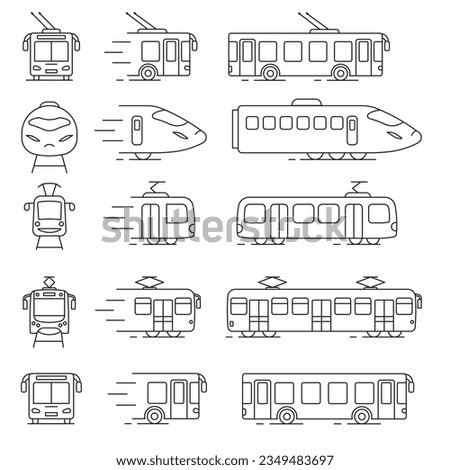 Public transport. Vector illustration of public transport. Linear vehicle icon. Transport business concept. EPS 10.