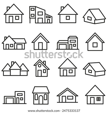 A collection of icons of houses. Vector huts. Houses and huts line vector icons. EPS 10.
