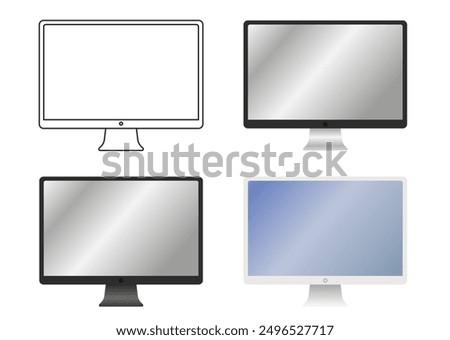 Monitor. Modern monitor with blank screen isolated on white background. Monitor design. ESP 10.