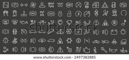 Car dashboard icons. Car control panel interface. Dashboard icons. EPS 10.