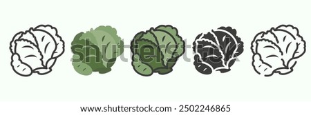 Cabbage in different styles. Cabbage icons. Set of cabbage. EPS 10.