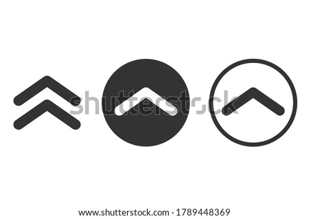 Swipe up, arrow up buttons in black and white. Scroll or swipe up . Arrows, buttons and web icons for advertising and marketing in social media application. Vector illustration. EPS 10