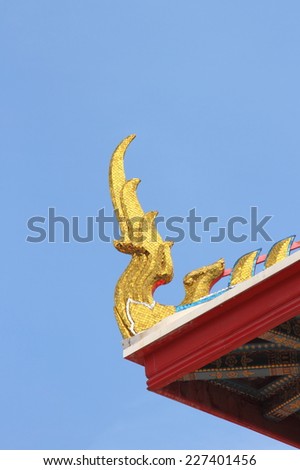 roof style of thai temple with gable apex on the top