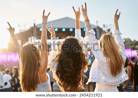 Image, Stock Photo Young Woman Dancing and Another Sitting on Marble Steps