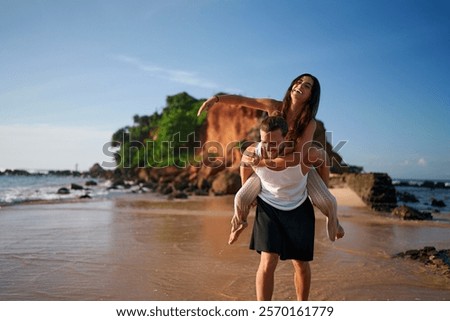 Similar – Image, Stock Photo Shore near sea with cliffs at sunset time