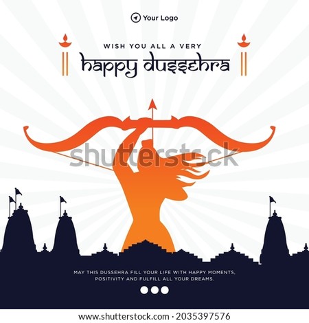 Wish you all a very happy dussehra banner design template.