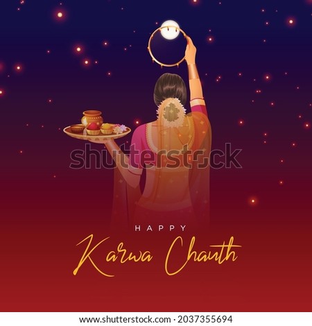 Banner design of happy karwa chauth template.