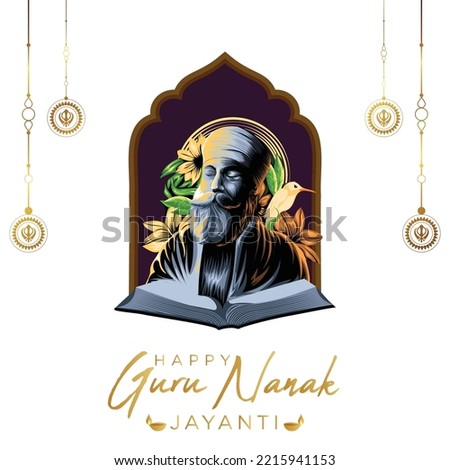 Happy Guru Nanak Jayanti banner design template.