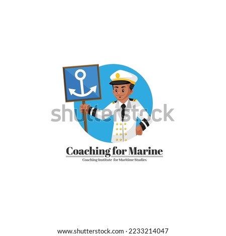 Coaching for marine vector mascot logo template.