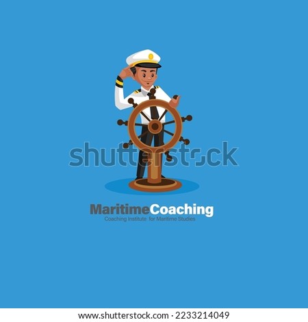 Maritime coaching institute for maritime studies vector mascot logo template.