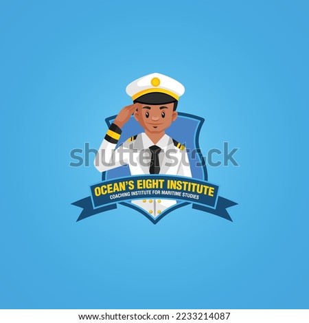 Ocean's eight institute vector mascot logo template.