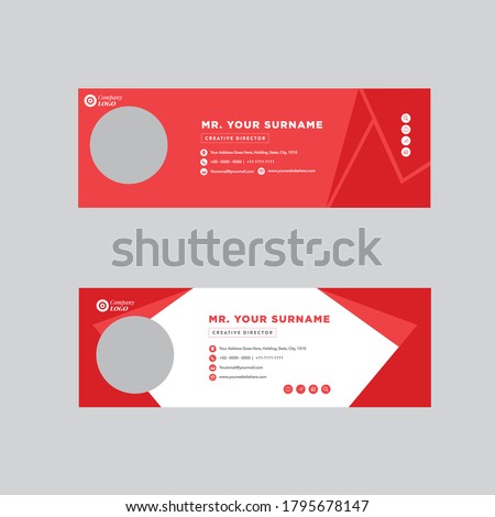 Modern colorful email signature for personal and business use. It included name, email address, phone number, icons, company logo. 