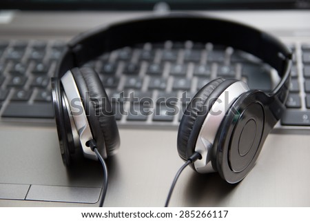 Headphones on laptop