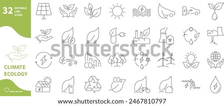 Climate ecology icon. Set of icons for renewable energy, green energy and climate change themes.
