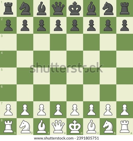 Chess Dot Com Board background King, Queen, Rook, Knight, Bishop, Pawn, Web site, app and print presentation vector. Creative art concept draw design illustration minimal 2D new latest set green