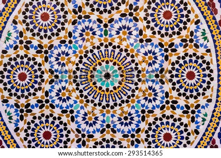 Moroccan style handmade dedicated mosaic in round shape for background