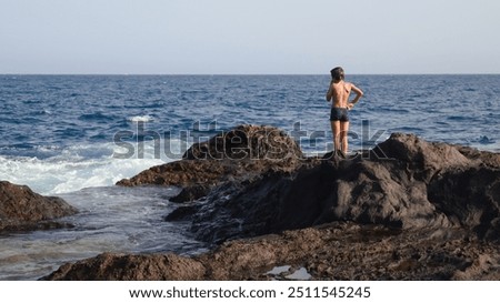Similar – Image, Stock Photo Anonymous boy in swimming pool