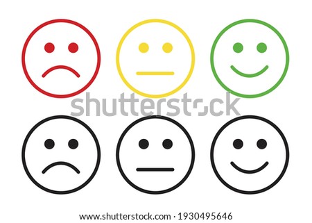 Set of face icons with negative, neutral and positive opinion vector illustration