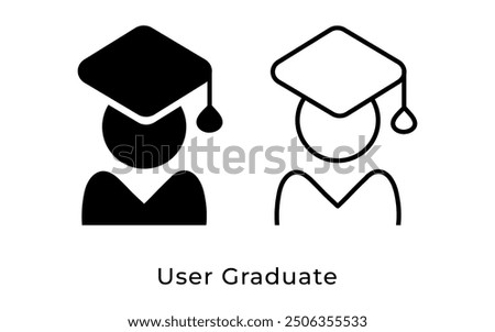 User Graduate with cap icon vector illustration. Education sign