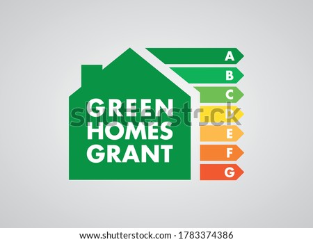 Green Homes Grant scheme badge icon. Green deal. UK 2020. Energy efficient home improvements