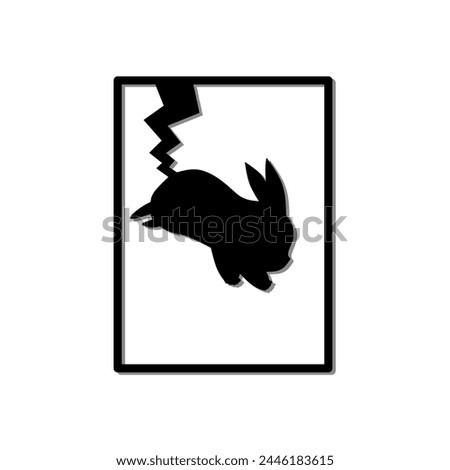 Pokemon character pikachu silhouette with frame vector illustration