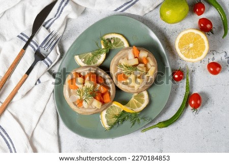 Similar – Image, Stock Photo Snack of olives and tomatoes