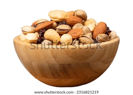 Similar – Image, Stock Photo Bowl of healthy almond chips spilled on wooden table