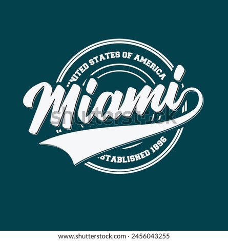 Retro college varsity font typography, Varsity Usa, Miami slogan print for fashion tee and tshirt