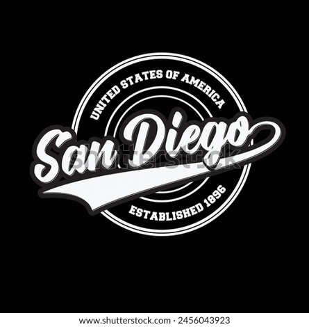 College California, Sandiego slogan typography for t-shirt. Varsity slogan print tee shirt, sport apparel print. Vintage graphics. Vector illustration.
