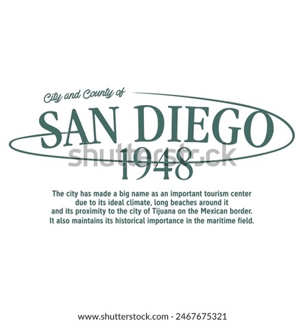 College California, Sandiego slogan typography for t-shirt. Varsity slogan print tee shirt, sport apparel print. Vintage graphics. Vector illustration.