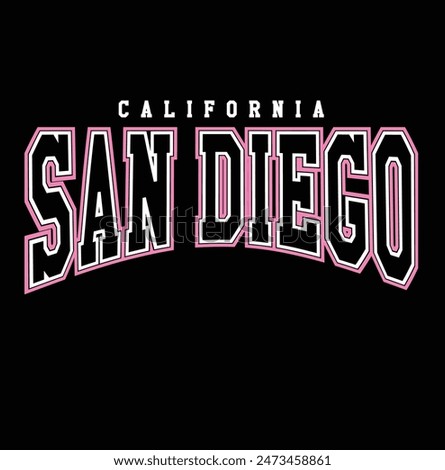 Retro college varsity font typography, Varsity Usa, San Diego slogan print for fashion tee and tshirt