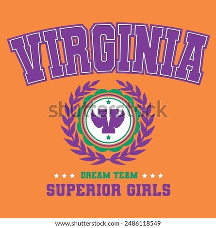 varsity college virginia , Retro college varsity typography slogan print for girl tee , t shirt or sweatshirt , hoodie
