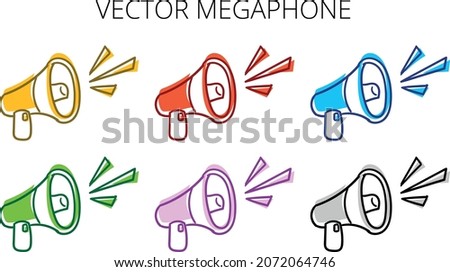 Vector megaphone in various colors for promotion and advertising.