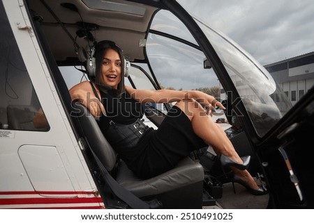 Similar – Image, Stock Photo Helicopter with bag for water working in extinguishing a fire.