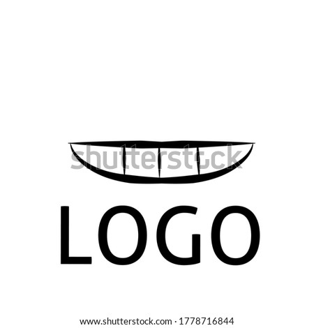 Smile mouth logo design with monochrome color