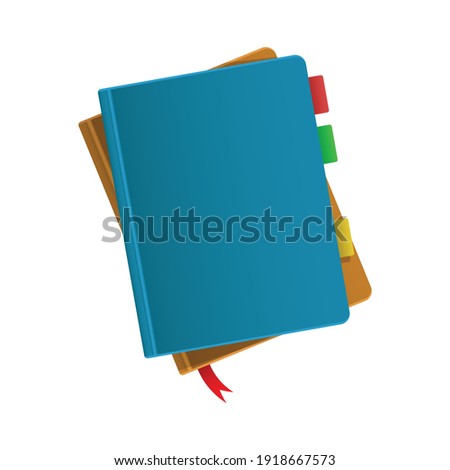 Pile of book realistic vector design top view isolated in white good for element, icon.