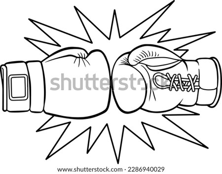  boxing gloves line vector illustration isolated on white background
