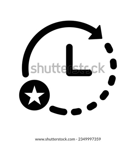 Clock icon with star sign. Clock icon and best, favorite, rating symbol. Vector icon